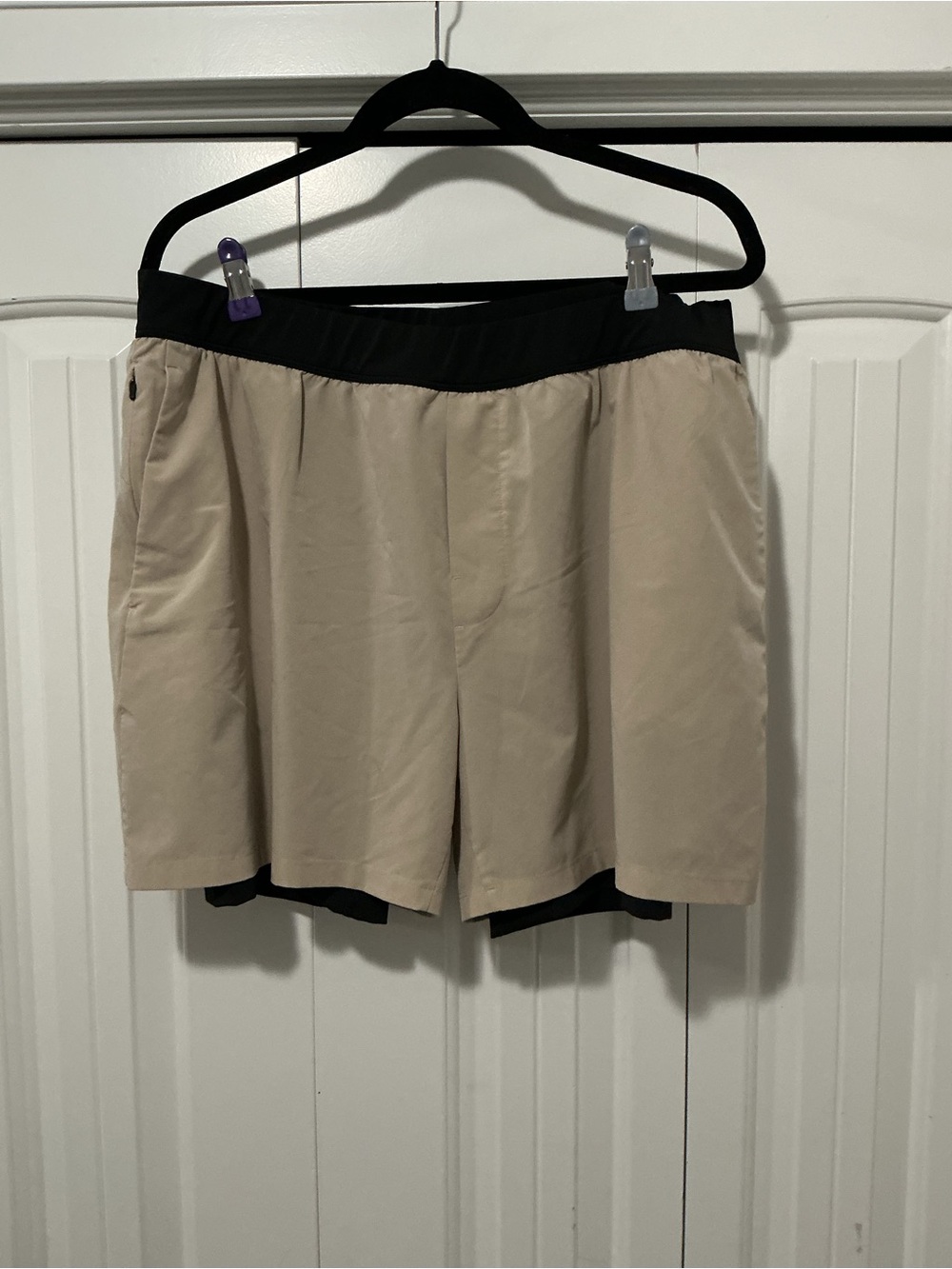 VRST Men's Beige Athletic Shorts with Black Liner